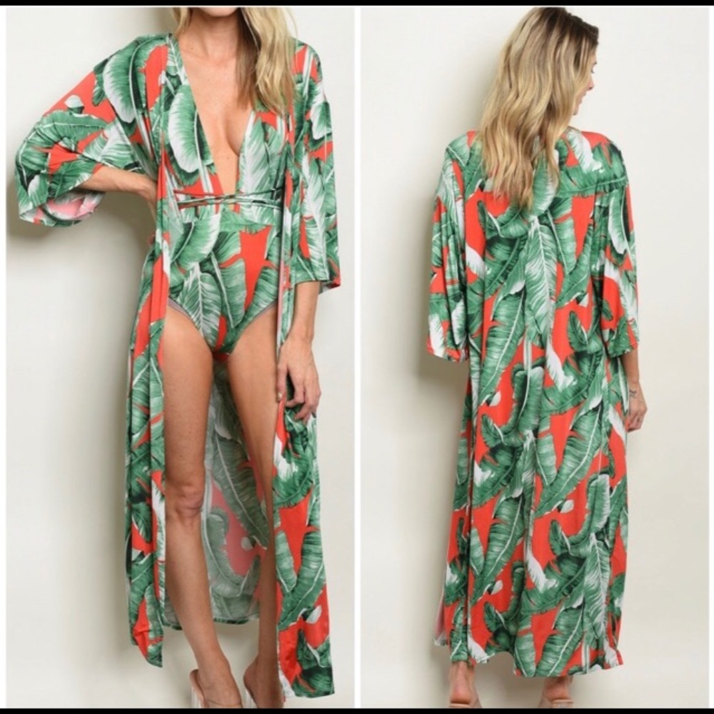 Palm Leaves bodysuit and kimono set